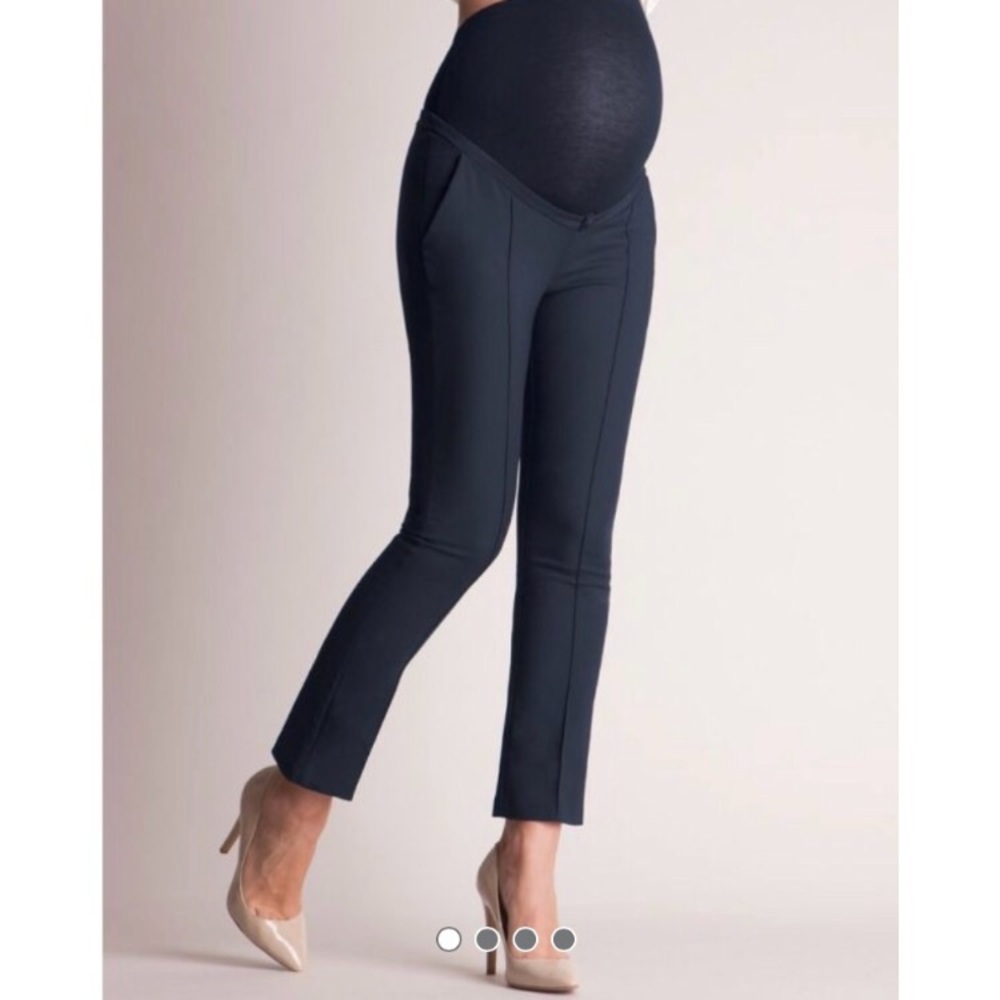 Seraphine Tailored Cropped Maternity Pants - Navy